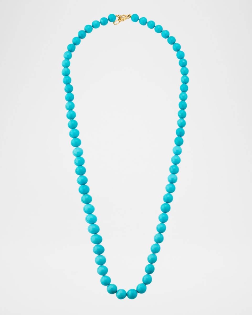 18K Yellow Gold Sleeping Beauty Turquoise Necklace, 36"L